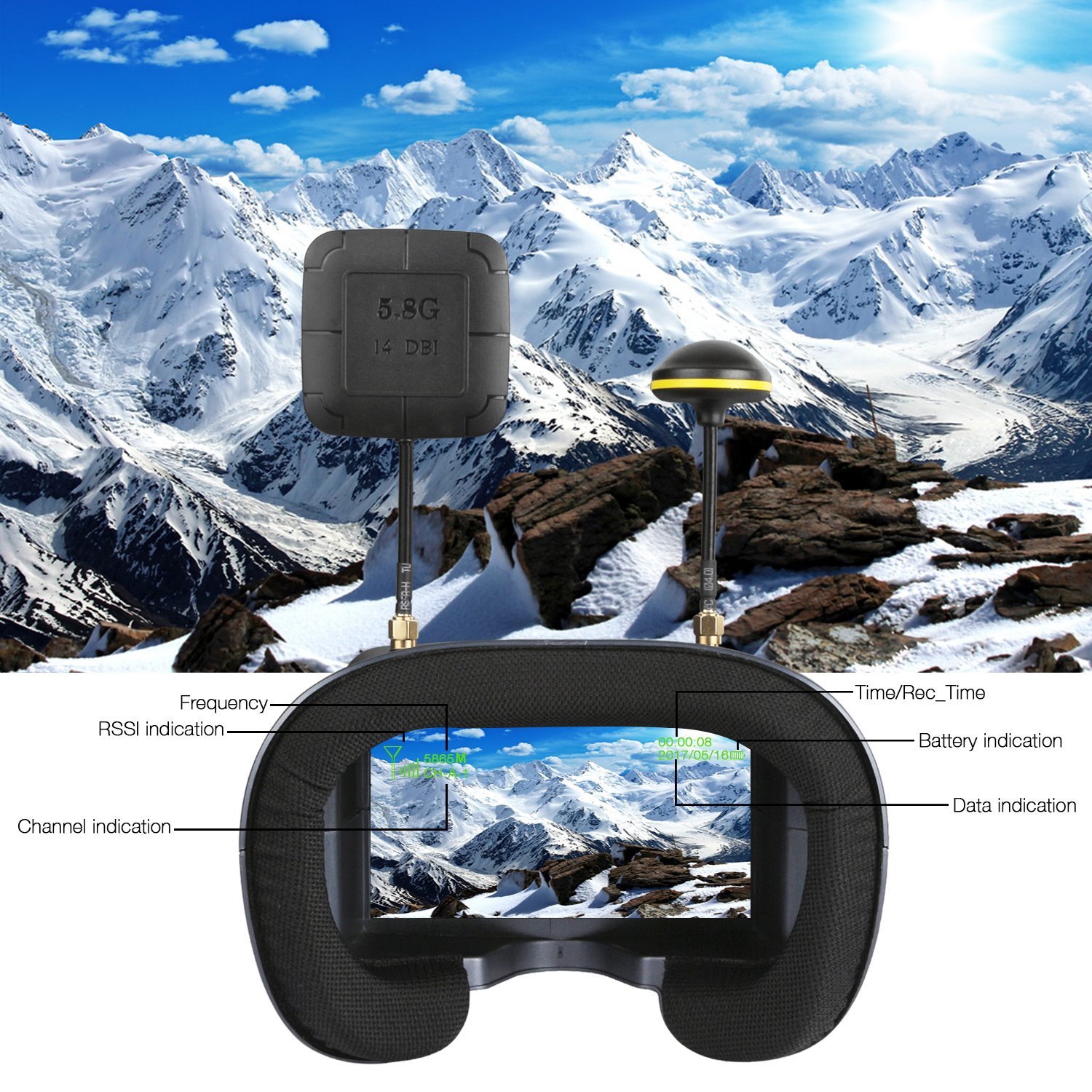 008d 5.8g 40ch 4.3 Polegada 80 - Skyzone Sky04O Pro Fpv Goggles avaliação e preço